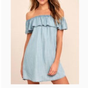 Lulus chambray off shoulder dress XS